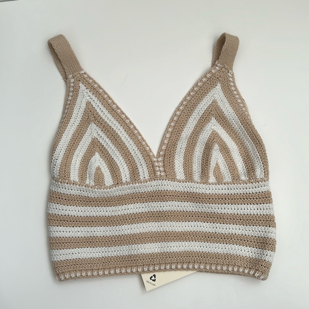 Crochet beige/white bralette top - XS, Willow & Wind - tag included, never worn